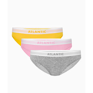 Dámské bikiny kalhotky ATLANTIC 3Pack - žlutá/růžová/světle šedá