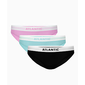 Dámské kalhotky Bikini ATLANTIC 3Pack - fialová/zelená/černá